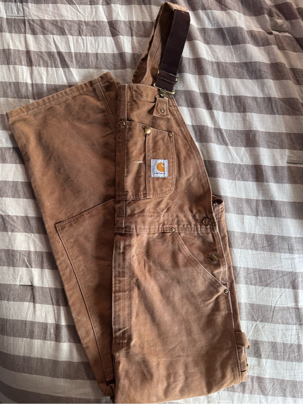 Vintage Carhartt Tan Duck Canvas Bib Overalls